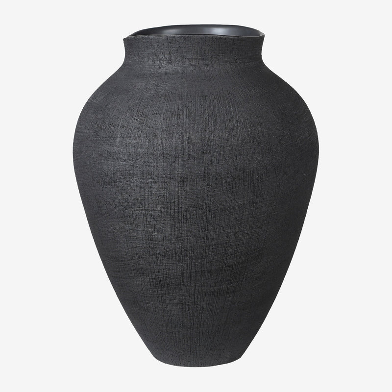 Coal Black Ceramic Petra Vase